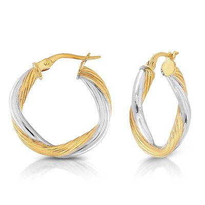 9ct Yellow & Sterling Silver Twisted Hoops 9ct Yellow & Sterling Silver Twisted Hoops