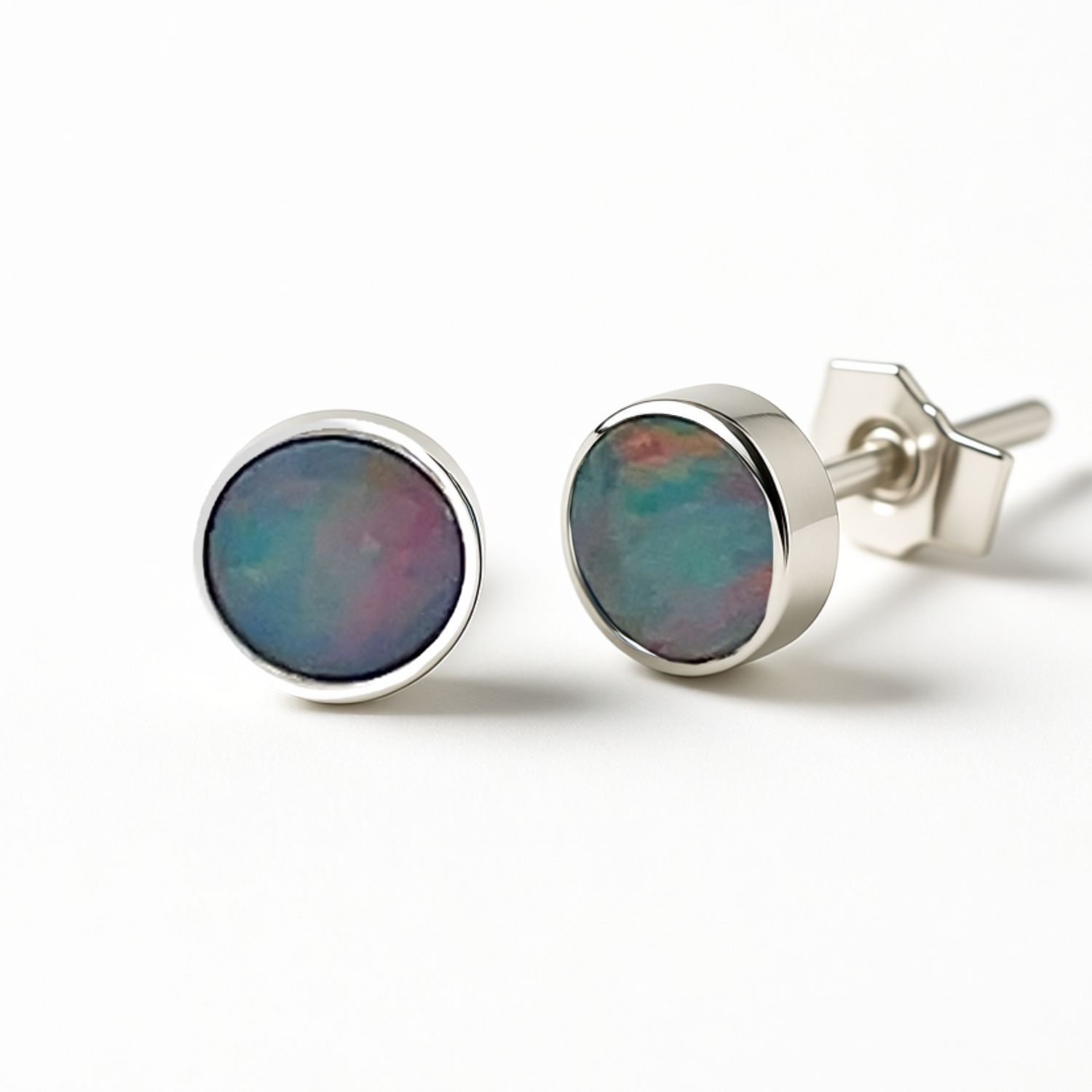 Sterling Silver Opal Doublet Stud Earrings Sterling Silver Opal Doublet Stud Earrings