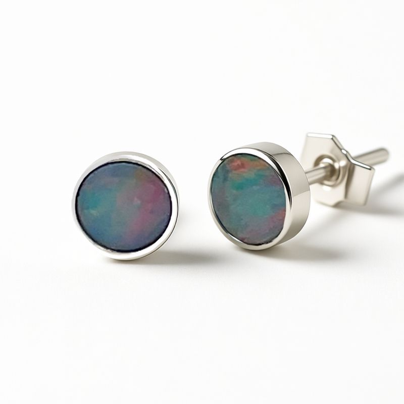 Sterling Silver Opal Doublet Stud Earrings