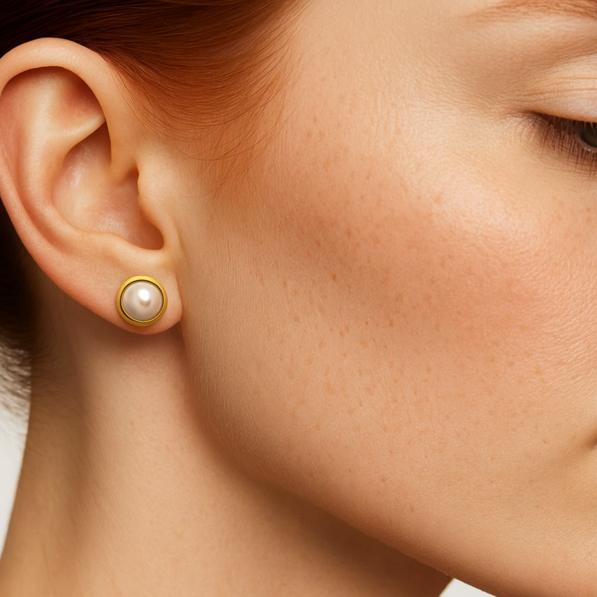 9ct Gold Mabe Pearl Stud Earrings