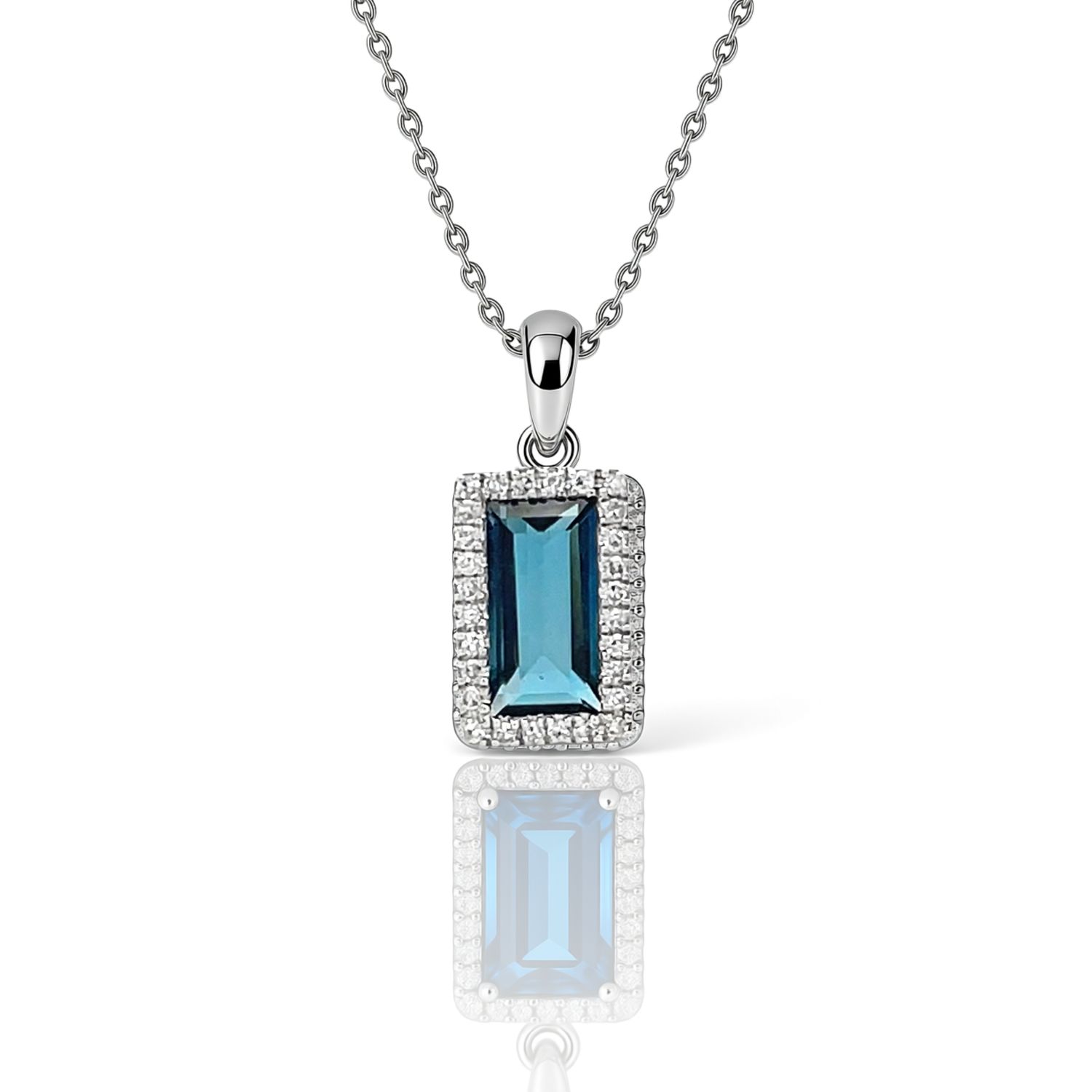 9ct White London Blue Topaz & Diamond Pendant 9ct White London Blue Topaz & Diamond Pendant