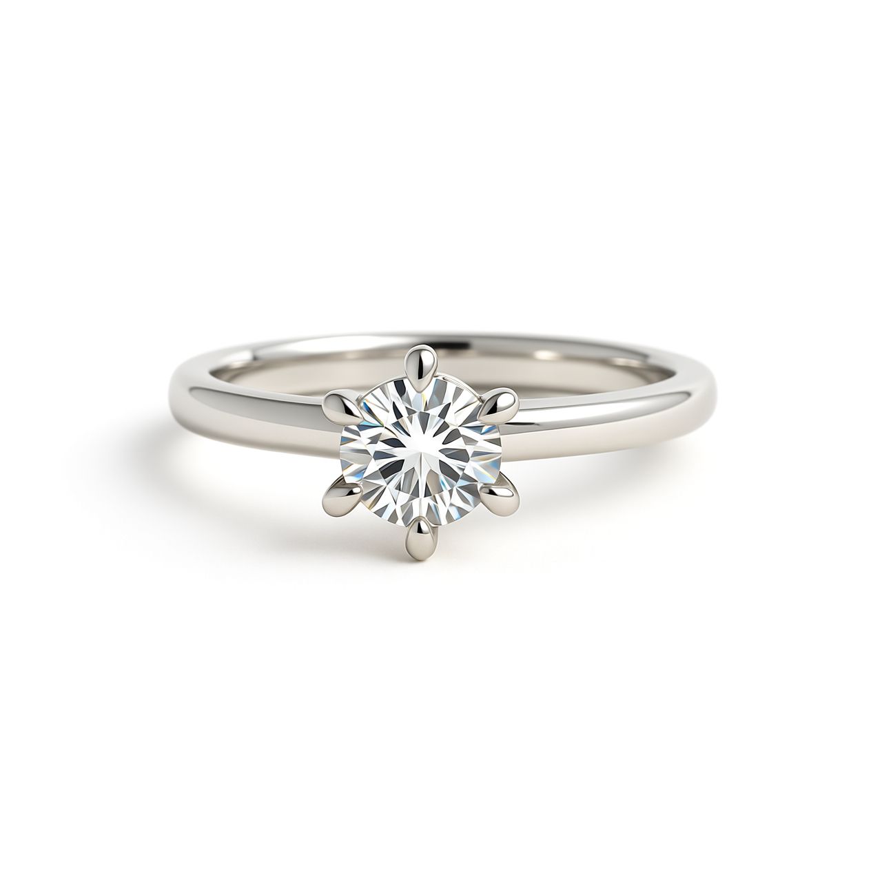 18ct White Gold Solitaire Diamond Engagement Ring (RBC = 0.50ct)