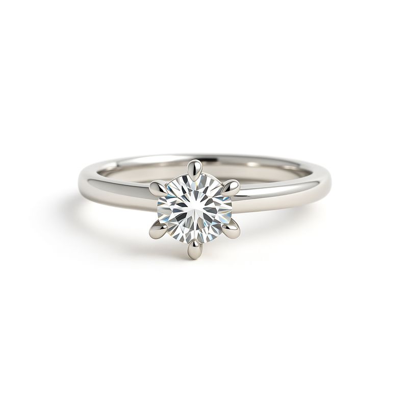 18ct White Gold Solitaire Diamond Engagement Ring (RBC = 0.50ct)