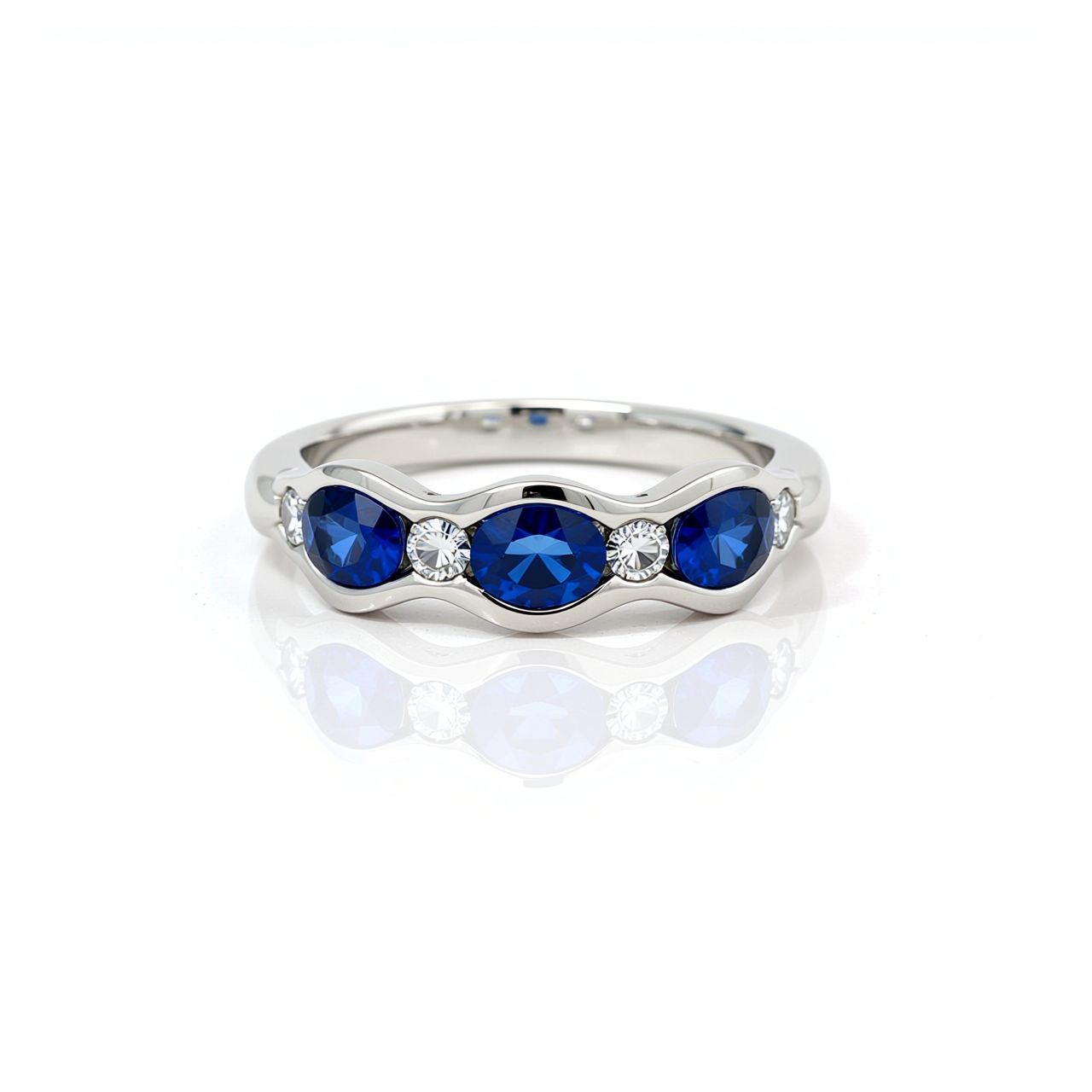 18ct White Gold Oval Sapphire & Diamond Ring