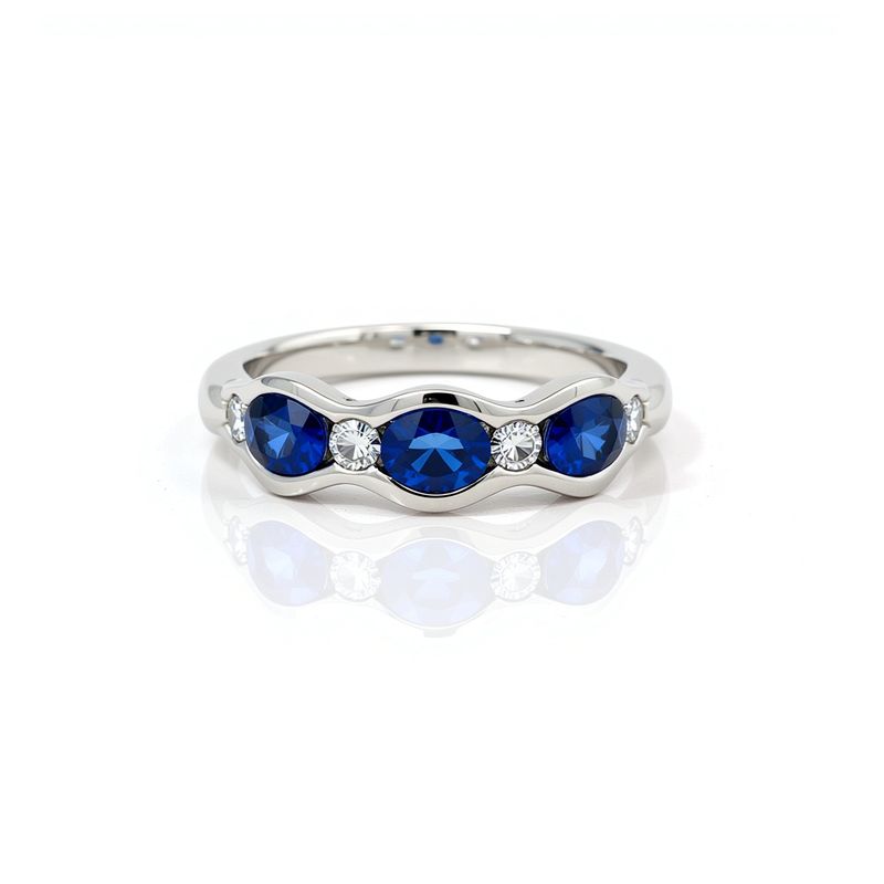 18ct White Gold Oval Sapphire & Diamond Ring