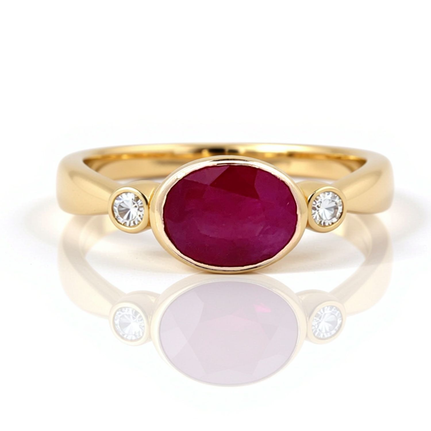 14ct Gold Oval Ruby & Diamond Dress Ring 14ct Gold Oval Ruby & Diamond Dress Ring