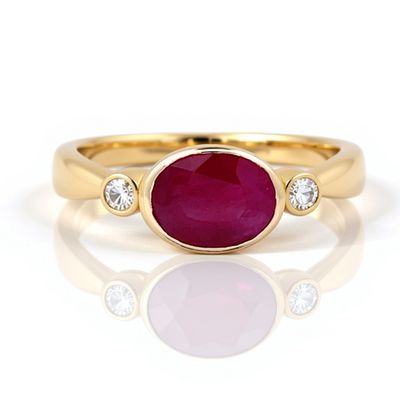 14ct Gold Oval Ruby & Diamond Dress Ring 14ct Gold Oval Ruby & Diamond Dress Ring