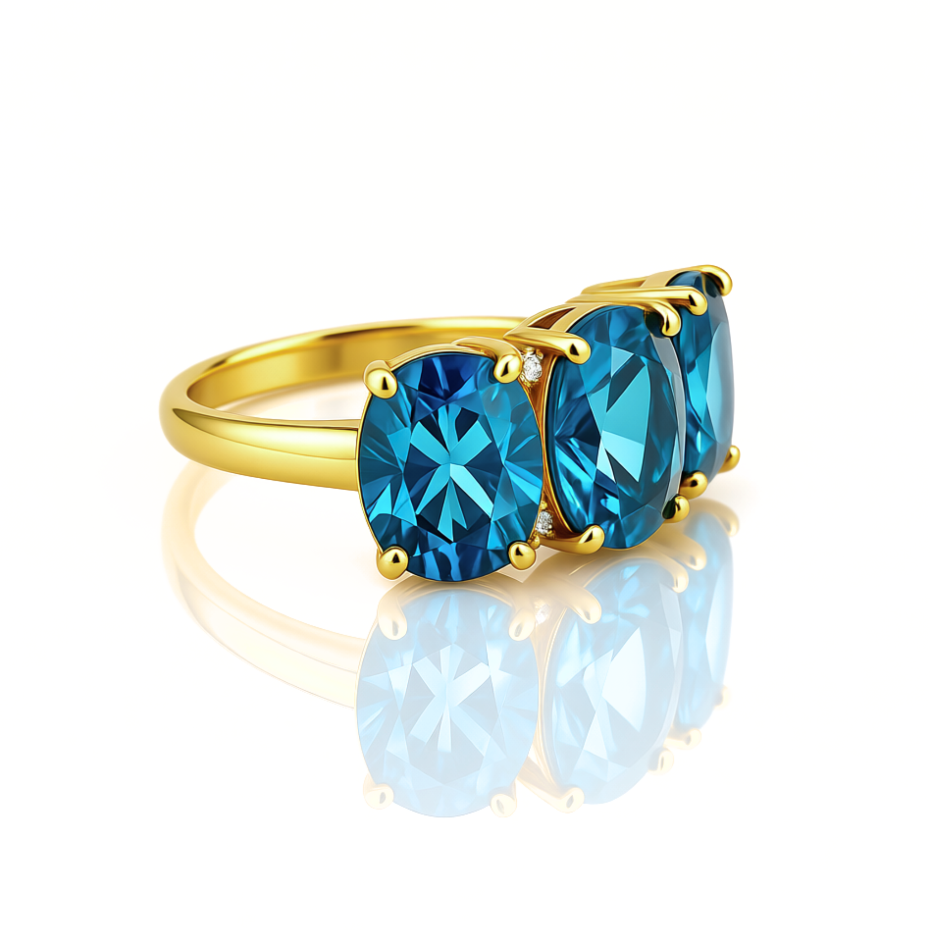 9ct Yellow Gold Topaz & Diamond Cocktail Ring