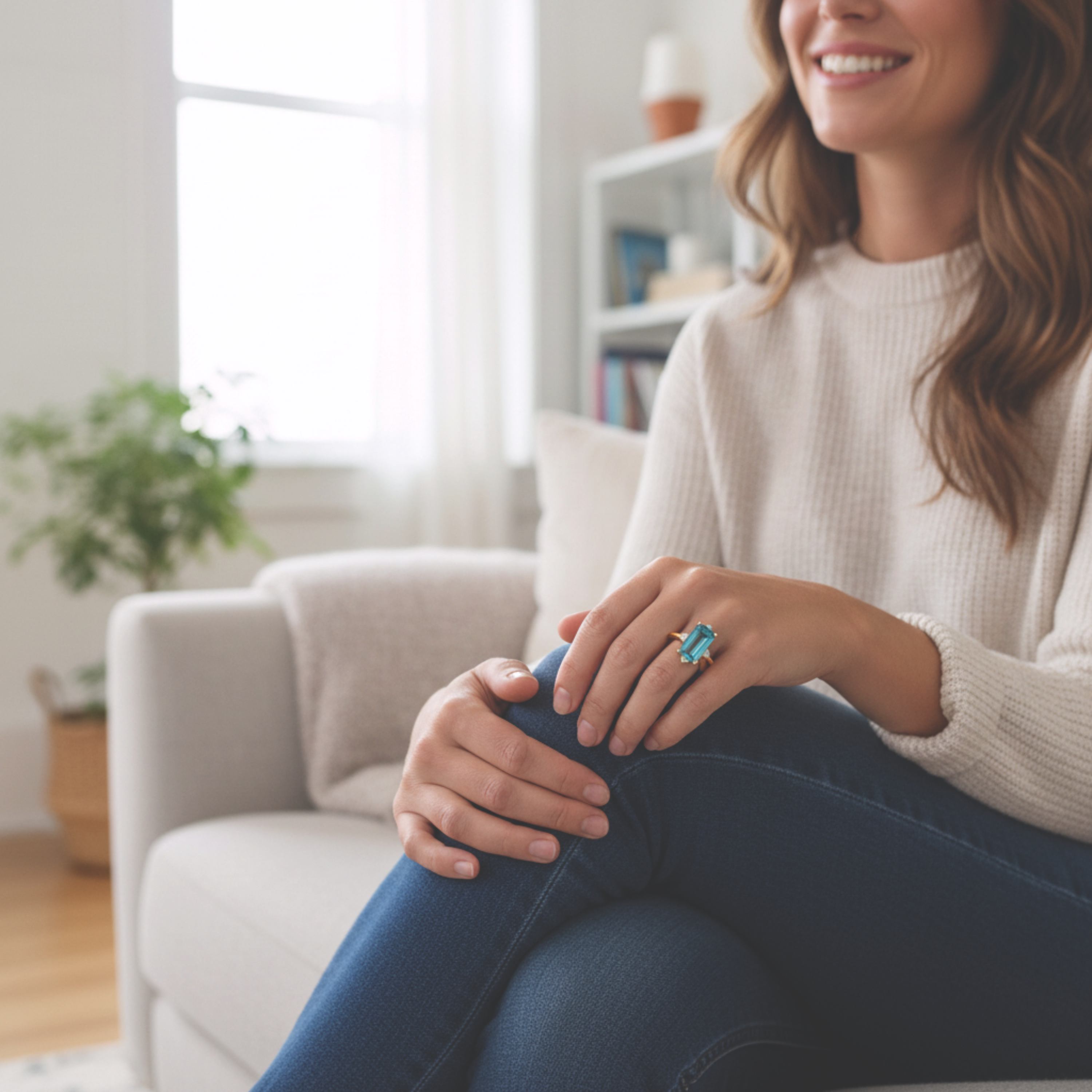 9ct Art Dec Inspired Topaz & Diamond Ring