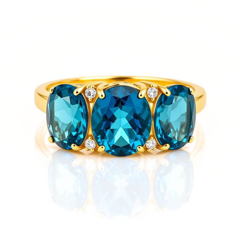 9ct Yellow Gold Topaz & Diamond Cocktail Ring