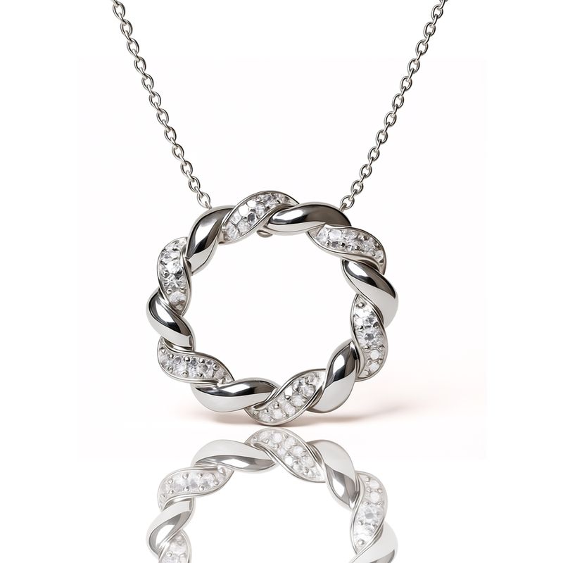 9W Diamond Twist Circle Pendant & Chain