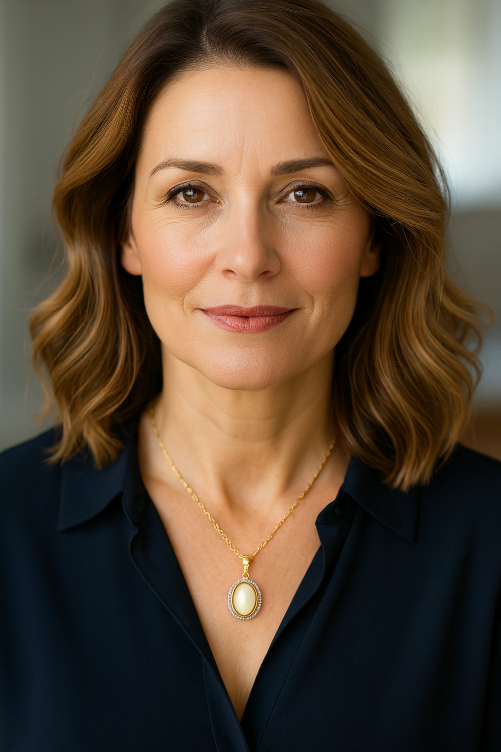 9ct Yellow Gold Mabe & Diamond Pendant