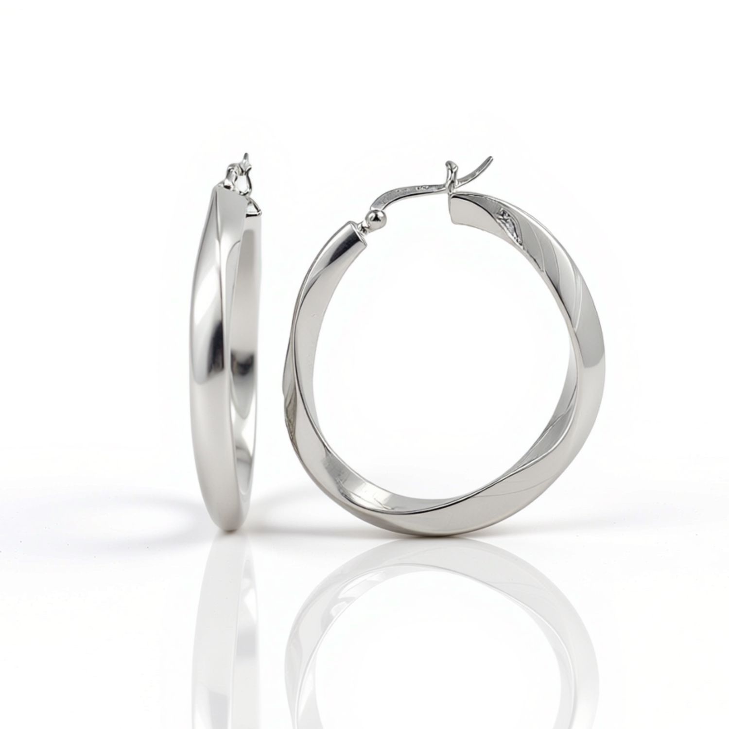 Sterling Silver Wave Hoop Earrings
