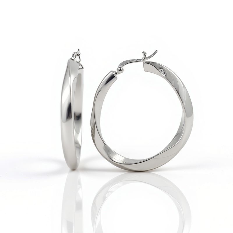 Sterling Silver Wave Hoop Earrings