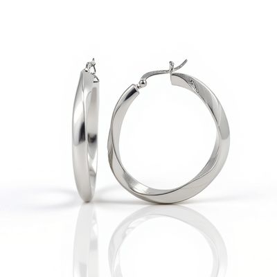 Sterling Silver Wave Hoop Earrings Sterling Silver Wave Hoop Earrings