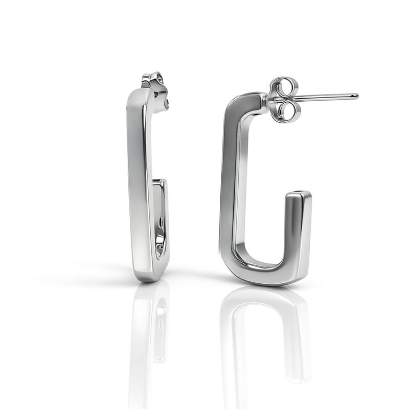 Sterling Silver Rectangle Hoop Earrings
