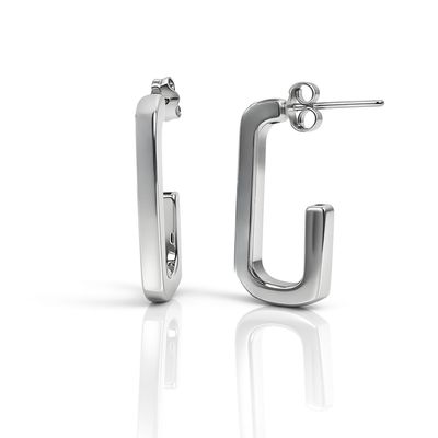 Sterling Silver Rectangle Hoop Earrings Sterling Silver Rectangle Hoop Earrings