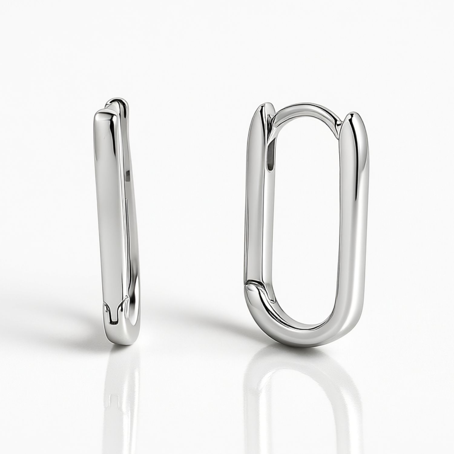 Sterling Silver Rectangle Huggie Earrings Sterling Silver Rectangle Huggie Earrings