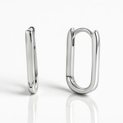Sterling Silver Rectangle Huggie Earrings Sterling Silver Rectangle Huggie Earrings