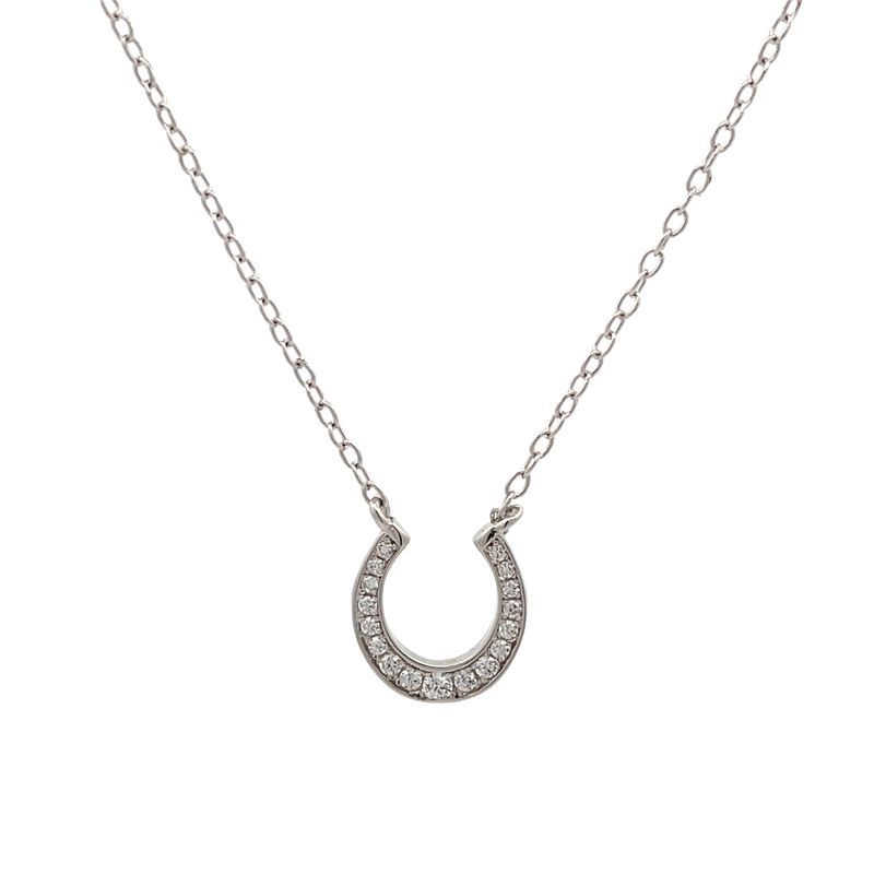 Sterling Silver  CZ Horseshoe necklace, 45cm