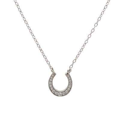 Sterling Silver  CZ Horseshoe necklace, 45cm