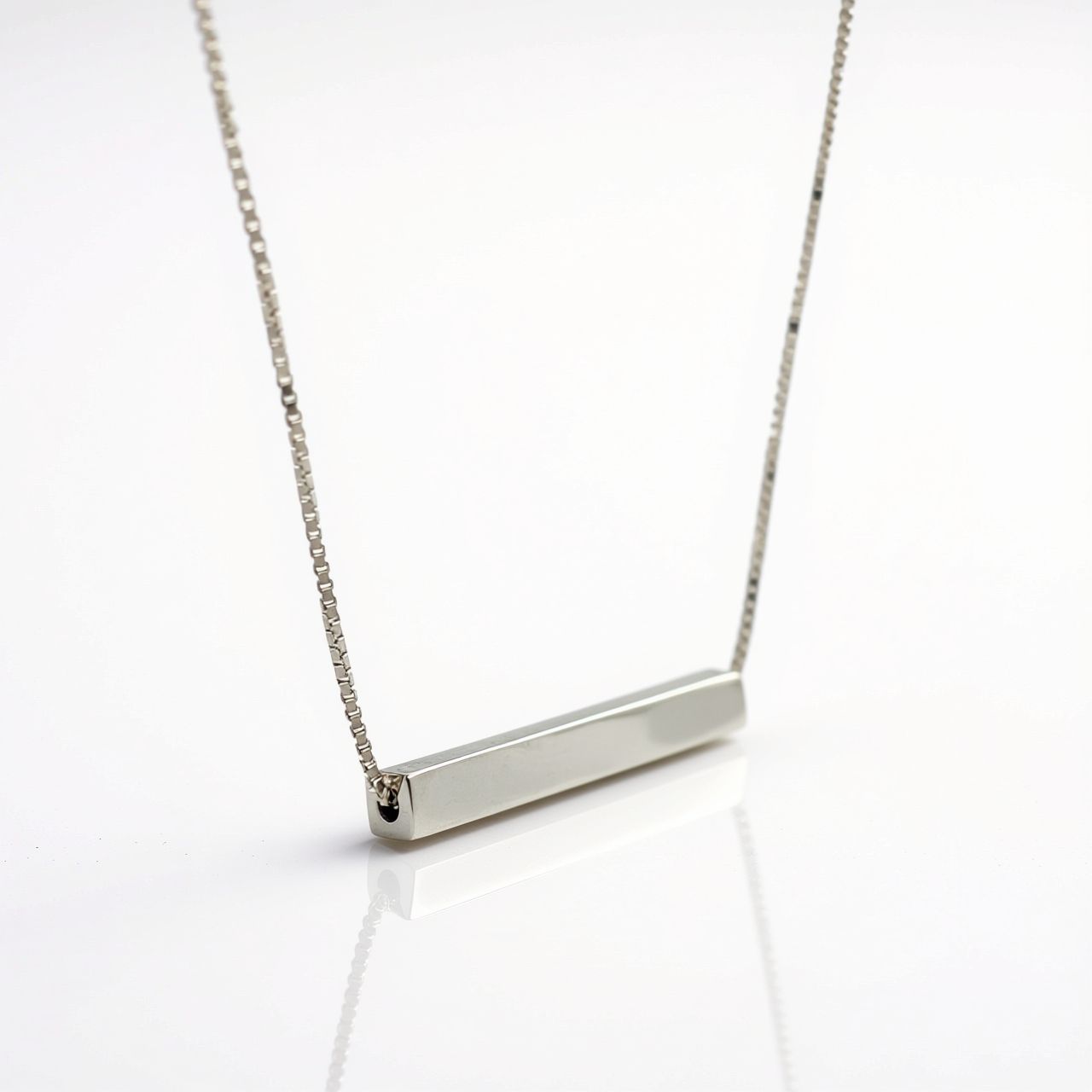 Sterling Silver Bar Necklace, 42 + 8cm Sterling Silver Bar Necklace, 42 + 8cm
