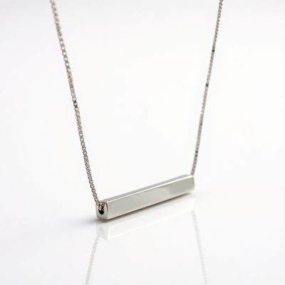 Sterling Silver Bar Necklace, 42 + 8cm Sterling Silver Bar Necklace, 42 + 8cm