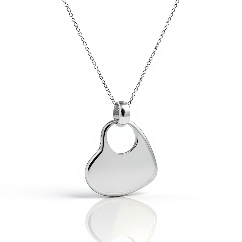 Sterling Silver  Flat Heart Pendant