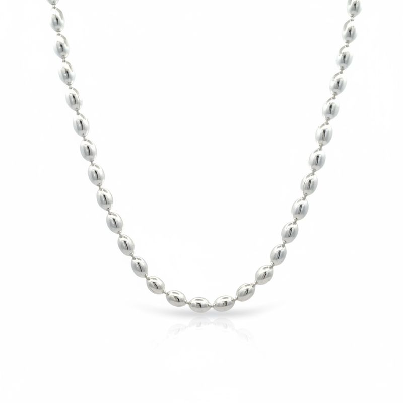 Sterling  Silver Oval Bead Necklace
