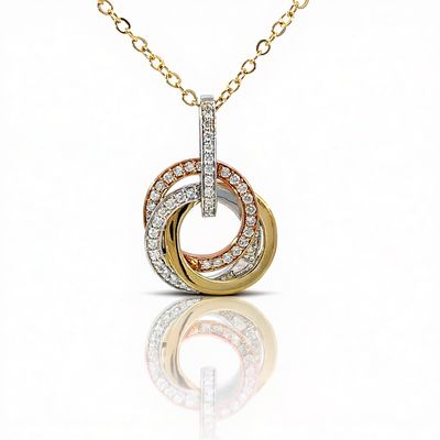 9ct 3-Tone Diamond Set Russian Circle Pendant 9ct 3-Tone Diamond Set Russian Circle Pendant