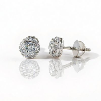 9ct LAB Diamond Halo Stud Earrings 9ct LAB Diamond Halo Stud Earrings