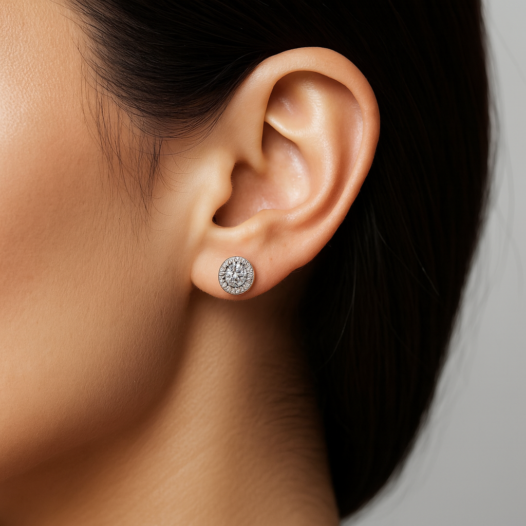 9ct LAB Diamond Halo Stud Earrings