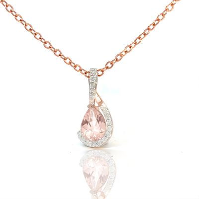 9ct Rose Gold Morganite & Diamond Pendant 9ct Rose Gold Morganite & Diamond Pendant