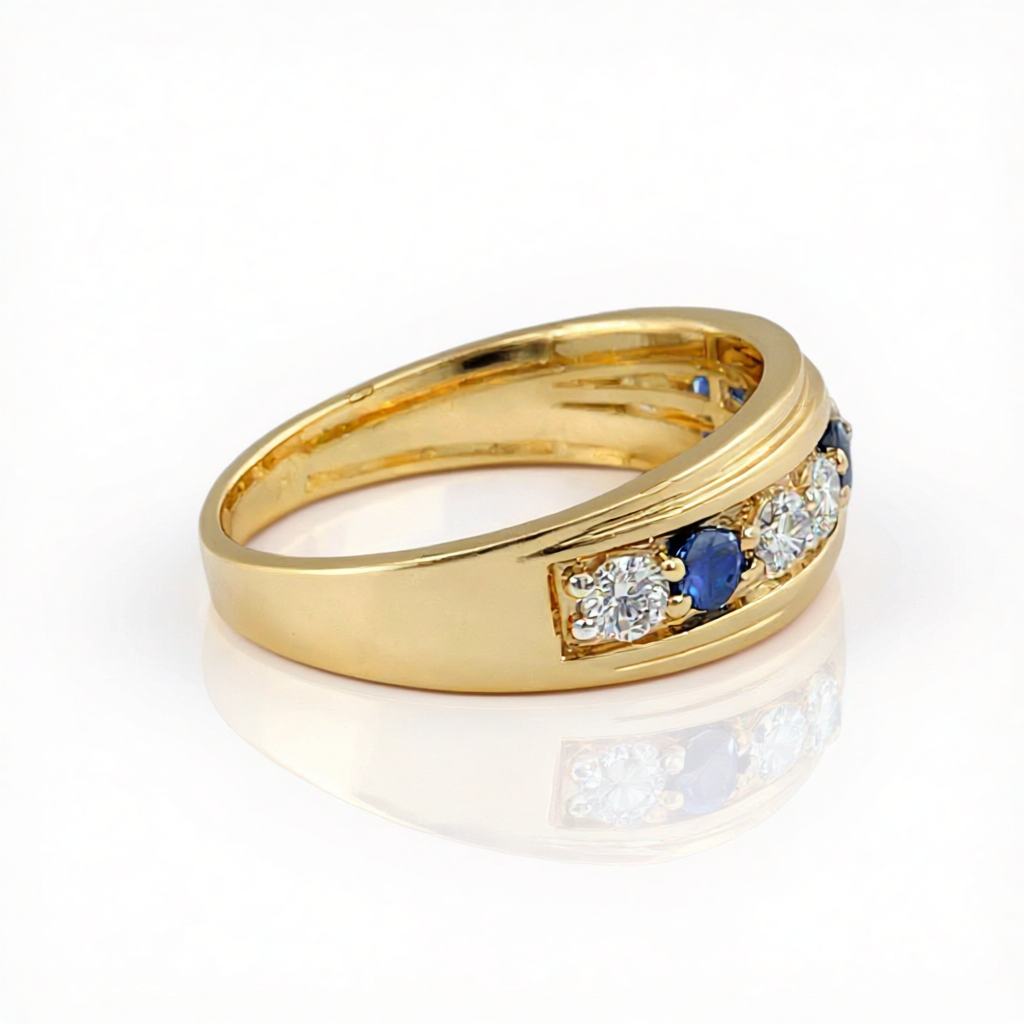 9YG Diamond & Sapphire Dress Ring