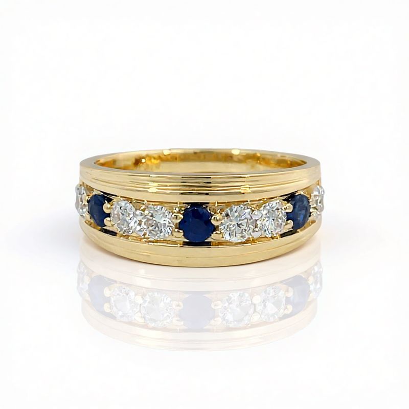 9YG Diamond & Sapphire Dress Ring