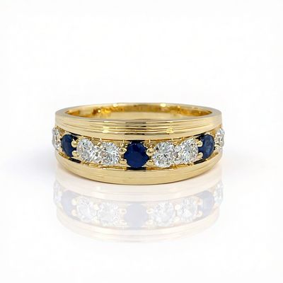 9YG Diamond & Sapphire Dress Ring
