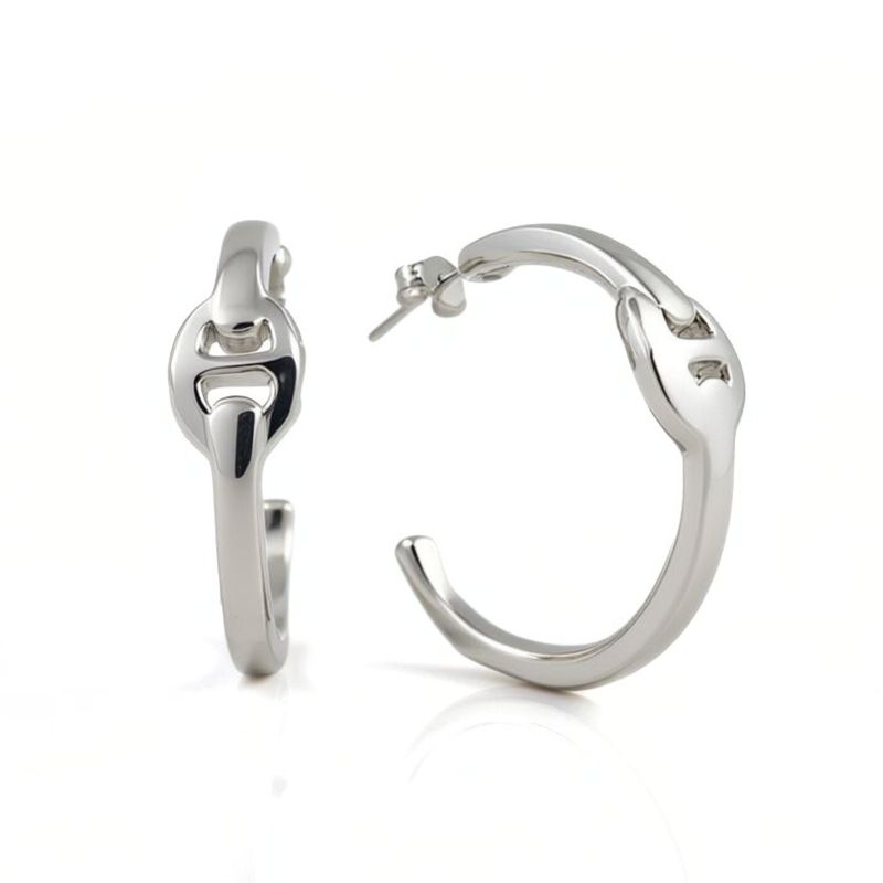 Sterling Silver Coach Hoop Earrings