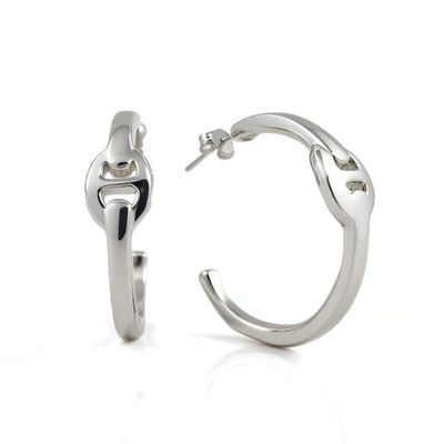 Sterling Silver Coach Hoop Earrings