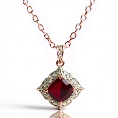 9ct Rose Gold Garnet & Diamond Pendant 9ct Rose Gold Garnet & Diamond Pendant