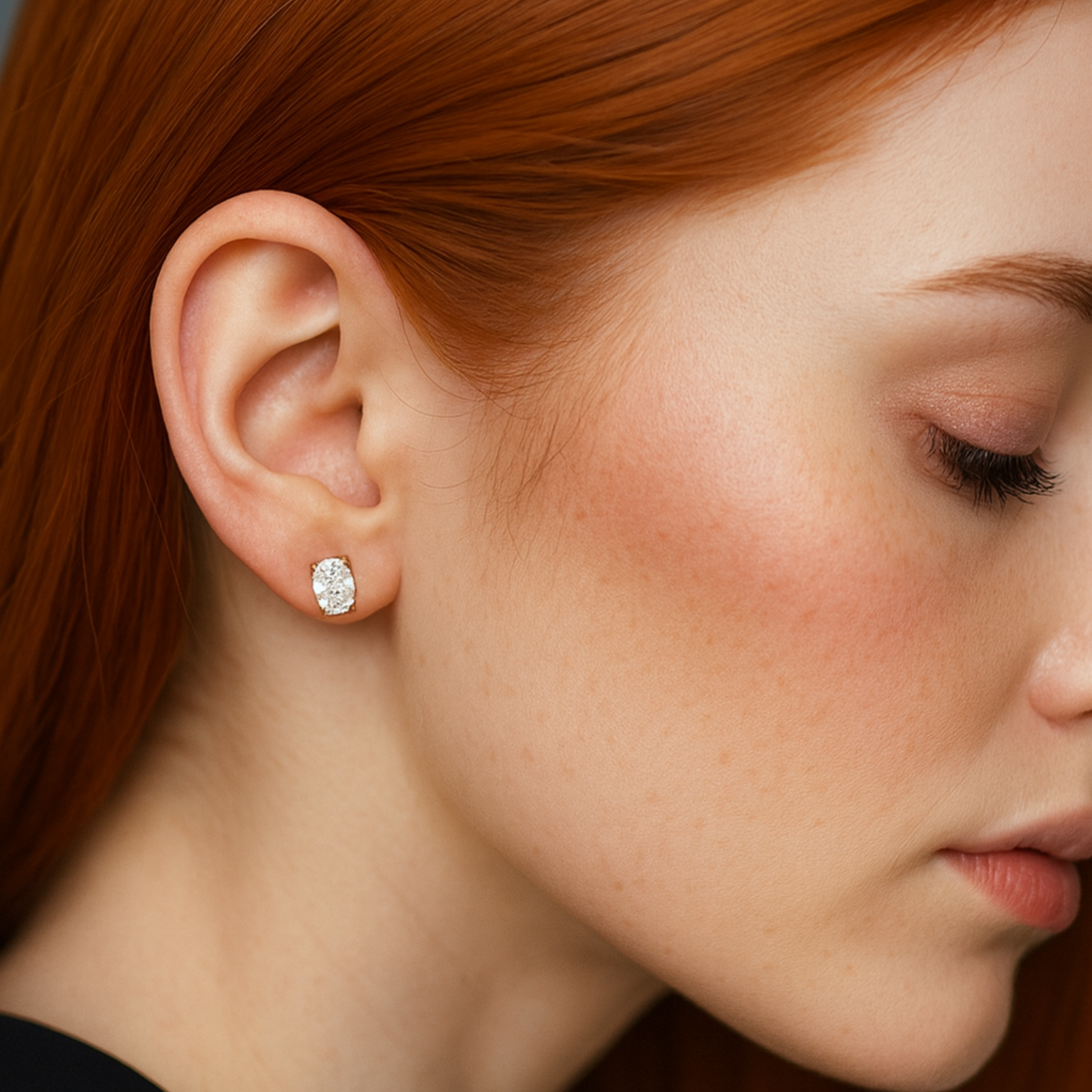 14K Rose Gold Oval LAB Diamond Earrings 2= 0.76ct