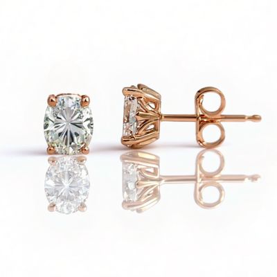 14K Rose Gold Oval LAB Diamond Earrings 2= 0.76ct 14K Rose Gold Oval LAB Diamond Earrings 2= 0.76ct