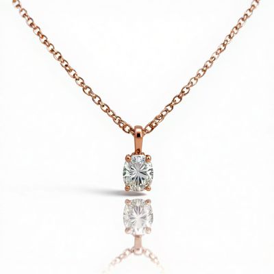 14K Rose Gold Oval Solitaire LAB Diamond Pendant 14K Rose Gold Oval Solitaire LAB Diamond Pendant