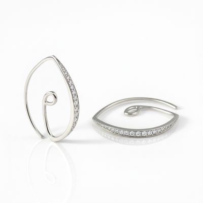 Sterling Silver Swirl Thread CZ Earrings Sterling Silver Swirl Thread CZ Earrings