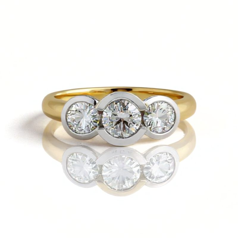 18ct Yellow Gold Diamond Trilogy Ring