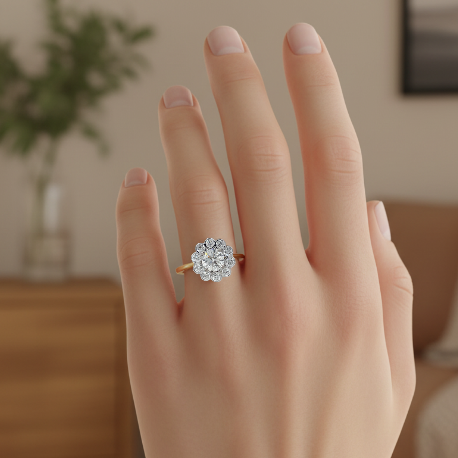 18ctGold Diamond Daisy Dress Ring TDW 1.60cts