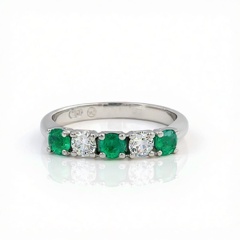 18ct Gold Emerald & Diamond Anniversary Ring