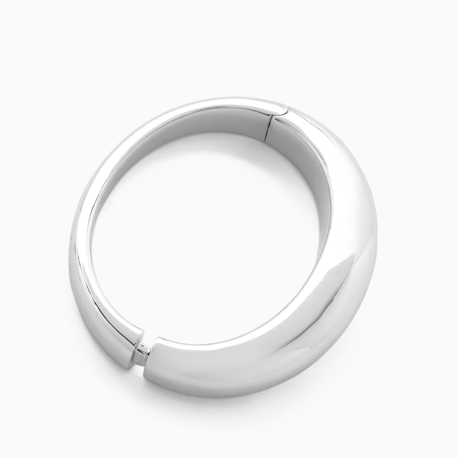 Sterling Silver Dome Tapered Hinged Bangle