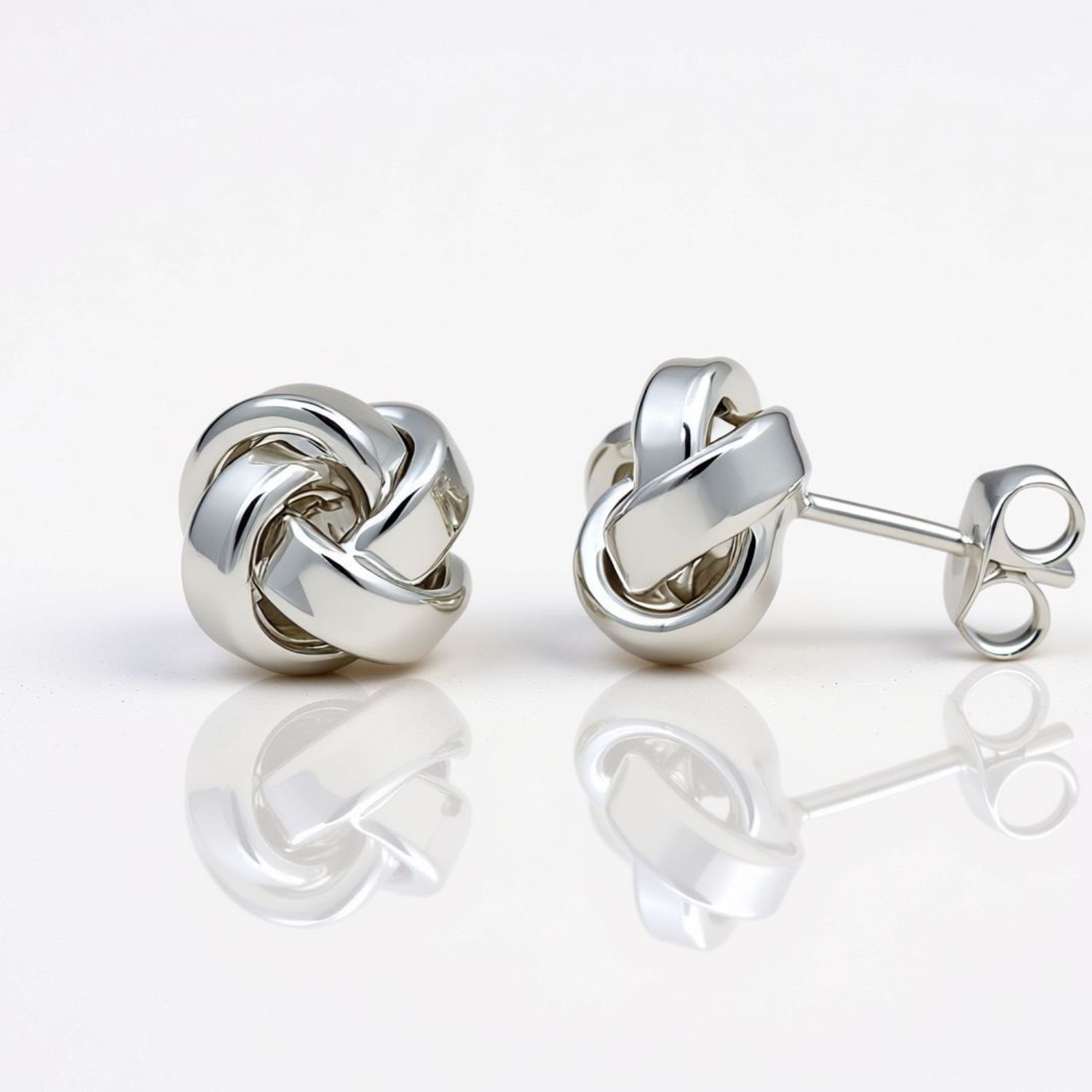 Sterling Silver Large Square Knot Earrings