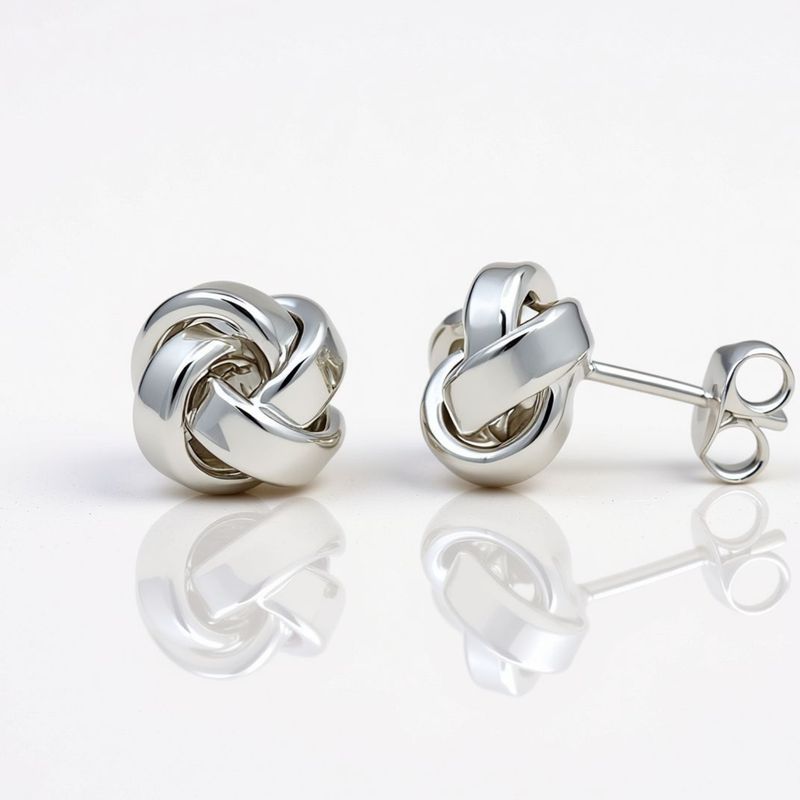 Sterling Silver Large Square Knot Earrings
