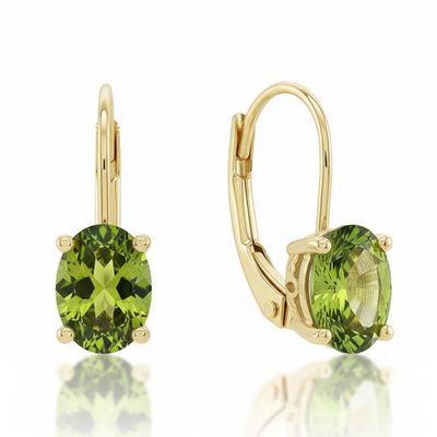 14k Peridot Lever Back Earrings